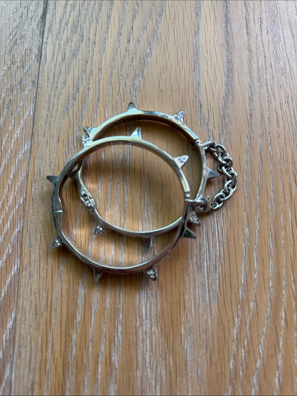 BCBGMaxAzria Silver Spike Handcuff Bangle Bracelet Set